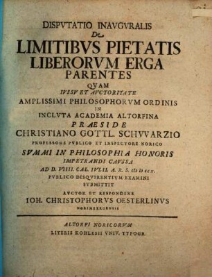 Disp. inaug. de limitibus pietatis liberorum erga parentes