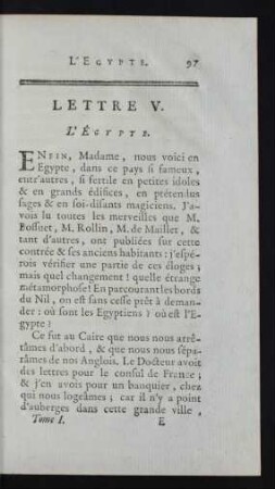 Lettre V. L'Égypte.