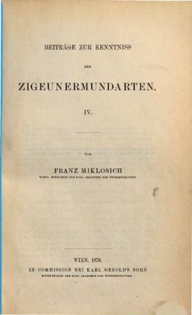 Beiträge zur Kenntnis der Zigeunermundarten, 4