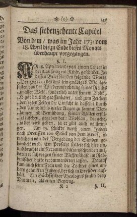 Das siebezehente Capitel Von dem, was im Jahr 1731 vom 18. April bis zu Ende dieses Monats überhaupt vorgegangen.