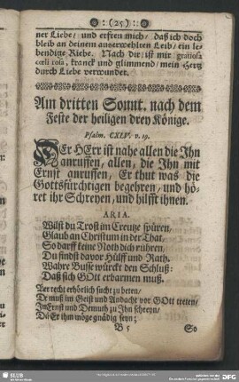 Am dritten Sonnt. nach dem Feste der heiligen drey Könige