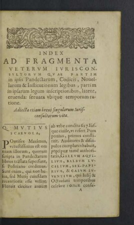 Index ad fragmenta veterum iurisconsultorum