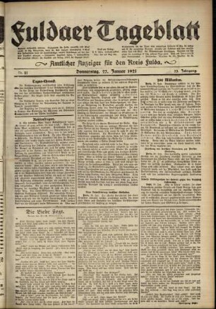 Ausgabe vom Donnerstag, den 27. Januar 1921.