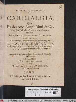 Disputatio Inauguralis De Cardialgia