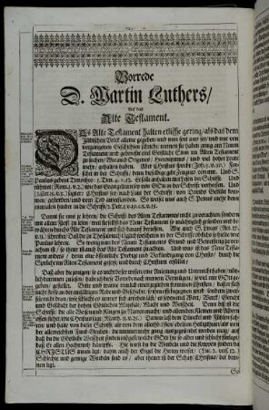Vorrede D. Martin Luthers/ Auf das Alte Testament.