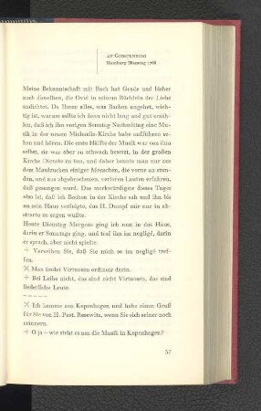 An Gerstenberg Hamburg, Dienstag 1768