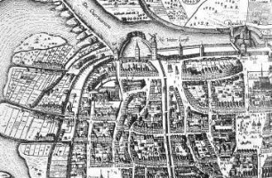 Rostock. Stadtansicht mit Wasserkunst, 1657, Ausschnitt
