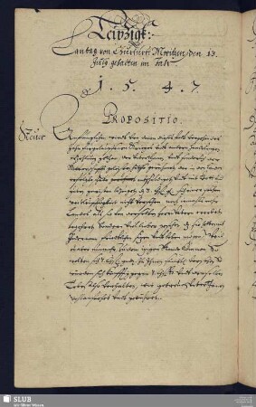 Leipzigk. Lantag ... den 13. Julij gehalten im Jahr 1547.