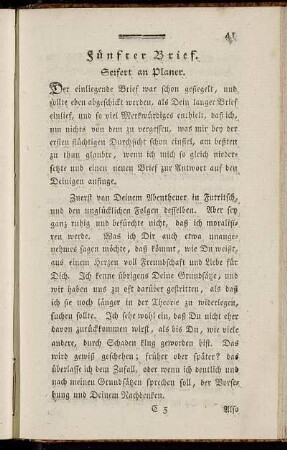 Fünfter Brief. Seifert an Planer.