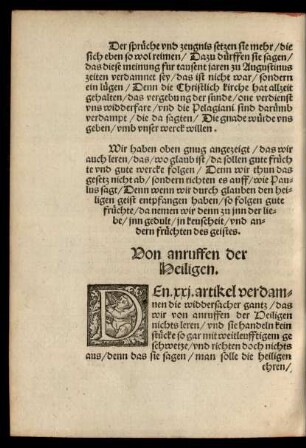 Von anruffen der Heiligen.