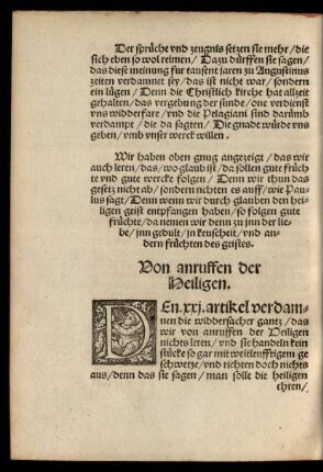 Von anruffen der Heiligen.