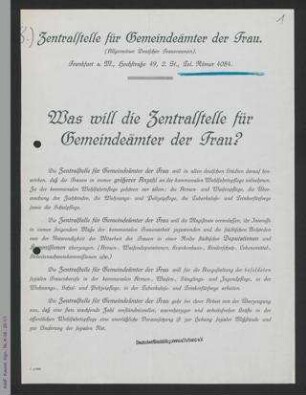 Was will die Zentralstelle für Gemeindeämter der Frau?