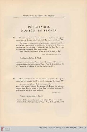 Porcelaines montées en Bronze (No. 82 - 95)