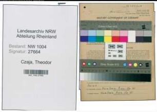 Entnazifizierung Theodor Czaja , geb. 25.04.1890 (Lokfuehrer)