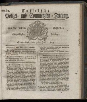 Nr. 61, Sonnabend, den 31sten Julii 1819