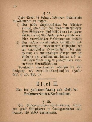 Titel II. Von der Zusammensetzung und Wahl der Stadtverordneten-Versammlung