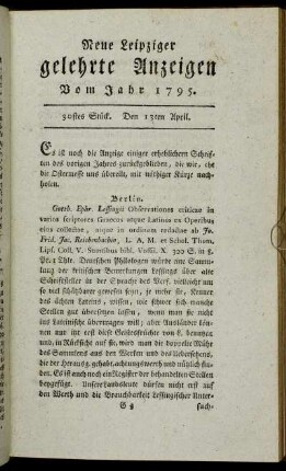 30stes Stück. Den 13ten April.