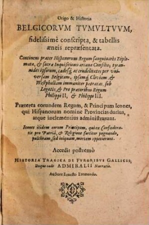 Origo et historia Belgicorum Tumultuum