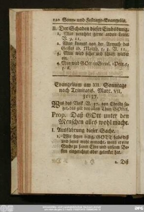Evangelium am XII. Sonntage nach Trinitatis. Marc. VII, 31 - 37.