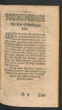 An den Günstigen Leser.