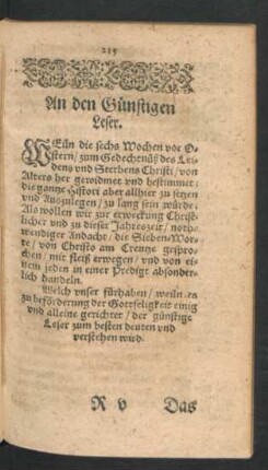An den Günstigen Leser.