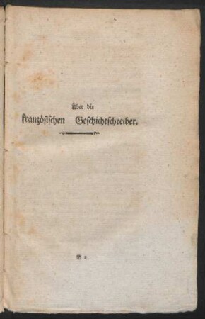 Über die französischen Geschichtschreiber