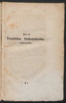 Über die französischen Geschichtschreiber