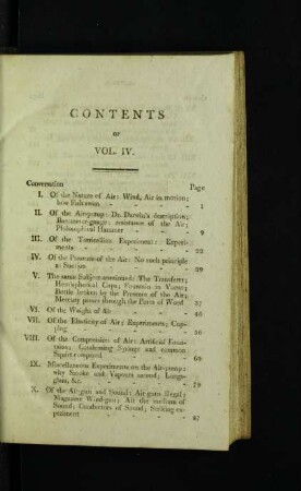 Contents of Vol. IV.