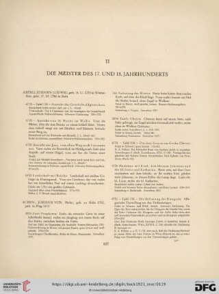 II. Die Meister des 17. und 18. Jahrhunderts
