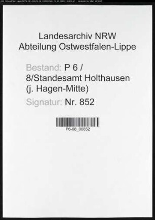 Sterberegister Standesamt Hagen-Holthausen