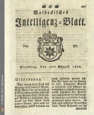 No. 32. Dienstag, den 12ten August 1806