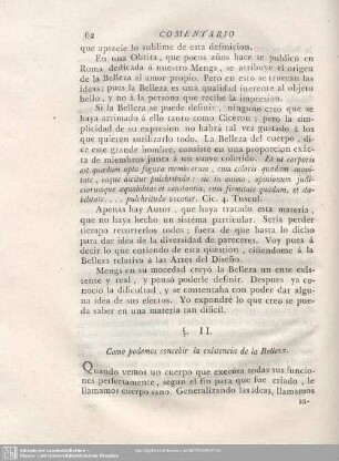 §. II. Como podemos concebir la existencia de la Belleza.