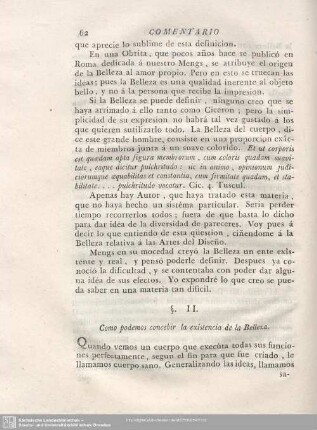 §. II. Como podemos concebir la existencia de la Belleza.