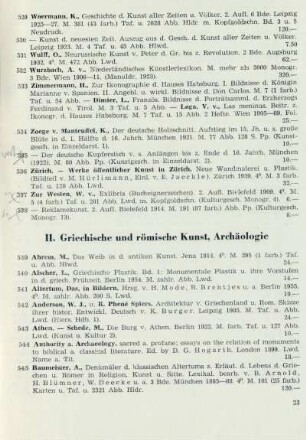 II. Griechische und römische Kunst, Archäologie