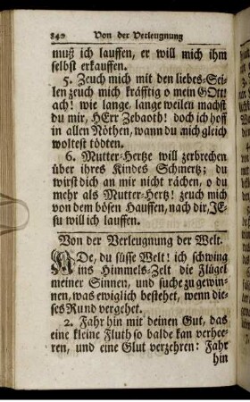 Von der Verleugnung der Welt. - Vom Geistlichen Kampff und Streit.