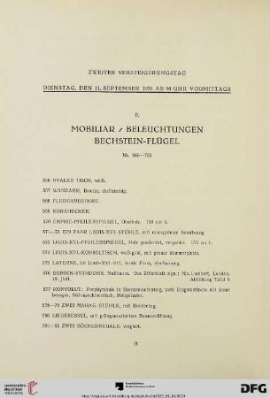 Mobiliar, Beleuchtungen, Bechstein-Flügel (Nr.566-763)