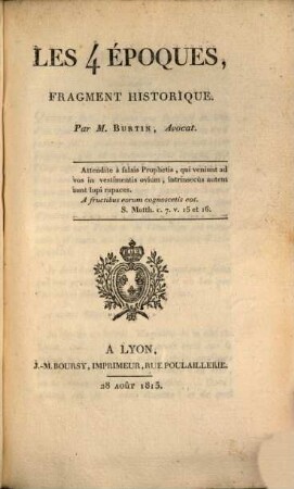 Les 4 époques : fragment historique