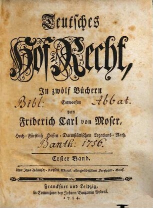 Teutsches Hof-Recht : In zwölf Büchern, Erster Band