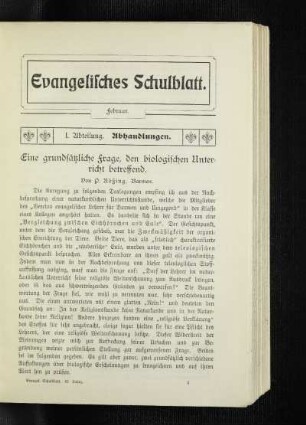 ¬Eine¬ grundsätzliche Frage, den biologischen Unterricht betreffend