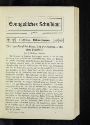 ¬Eine¬ grundsätzliche Frage, den biologischen Unterricht betreffend