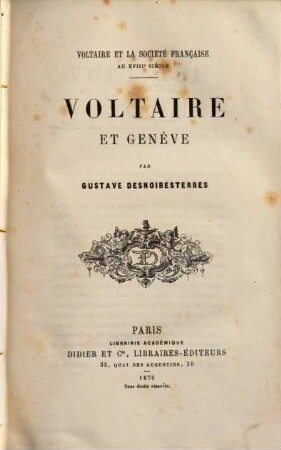 Voltaire et la société française au XVIIIe siècle. 7