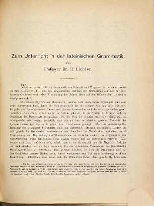 Zum Unterricht in der lateinischen Grammatik