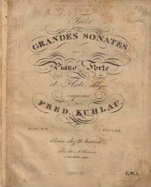 Trois grandes sonates pour le piano-forte et flûte obligée : op. 83, 1