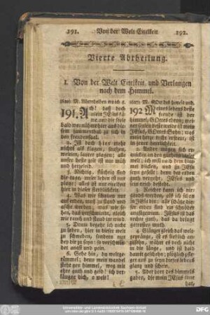 I. Von der Welt Eitelkeit und Verlangen nach dem Himmel.