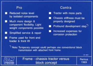 Frame - chassis tractor versus block concept