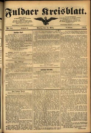Ausgabe vom Montag, den 18. März 1907.