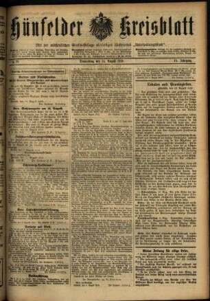 Ausgabe vom Donnerstag, den 14. August 1919.
