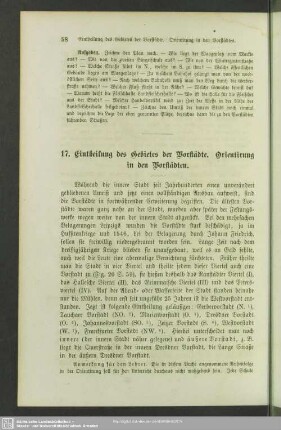 17. Eintheilung des Gebietes der Vorstädte. Orientirung in den Vorstädten