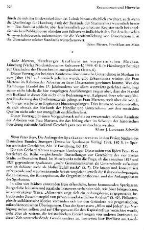 Böer, Björn Peter :: Die Anfänge des Sparkassenwesens in den Freien Städten des Deutschen Bundes, (Sparkassen in der Geschichte, Abt. 3, Forschung, 15) : Stuttgart, Deutscher Sparkassen Verlag, 1998