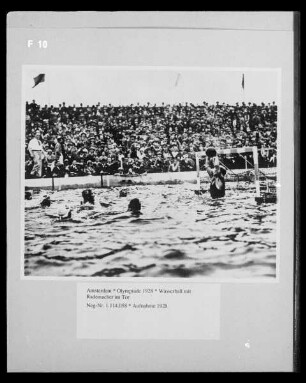 Amsterdam, Olympiade 1928; Wasserball mit Rademacher im Tor